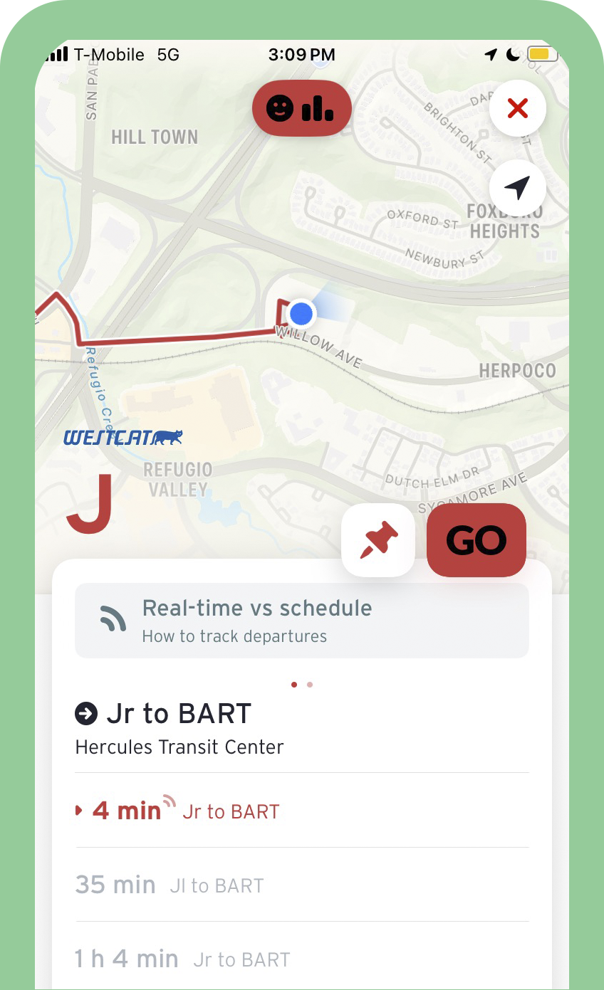 image of Transit App route